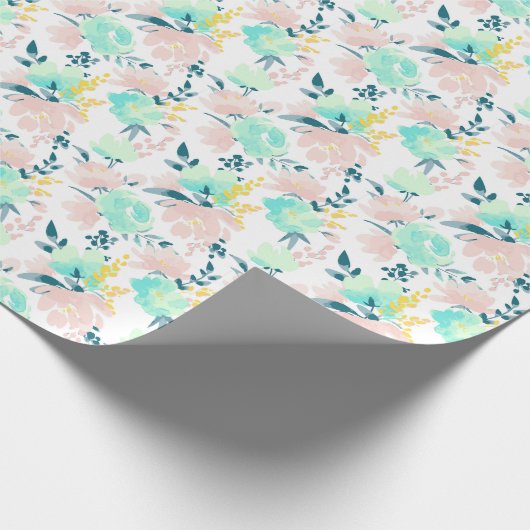 Floral Waterverf Pattern Cadeaupapier (Hoek)
