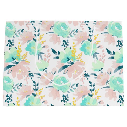Floral Waterverf Pattern Groot Cadeauzakje (Voorkant)