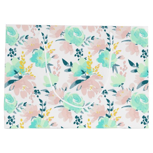 Floral Waterverf Pattern Groot Cadeauzakje (Achterkant)