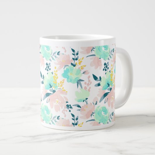 Floral Waterverf Pattern Grote Koffiekop (Voorkant rechts)