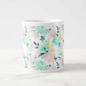 Floral Waterverf Pattern Grote Koffiekop (Voorkant)