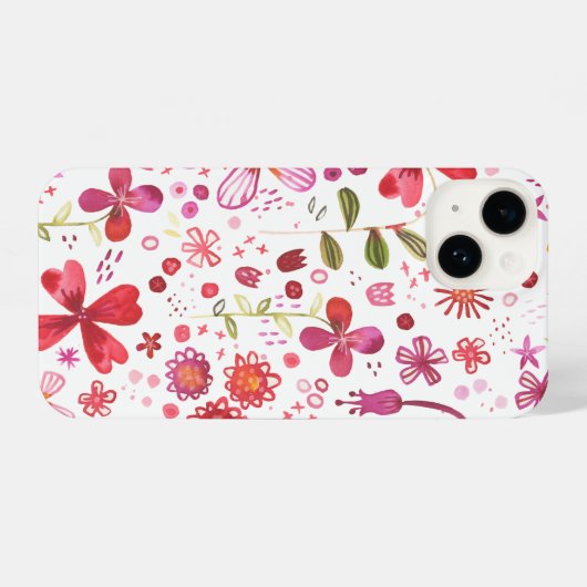 Floral Waterverf Pattern iPhone Hoesje (Achterkant horizontaal)