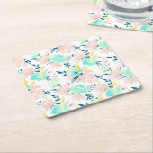 Floral Waterverf Pattern Kartonnen Onderzetters (Schuin)