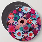 Floral Waterverf Pattern Ronde Button 6,0 Cm (Voorkant /achterkant)