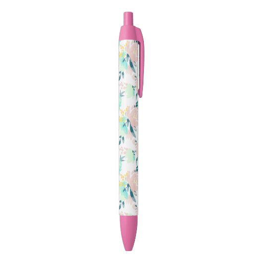 Floral Waterverf Pattern Zwarte Inkt Pen (Achterkant (Verticaal))