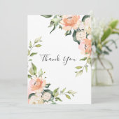  Floral Waterverf Peach Wedding Bedankkaart (Staand voorkant)