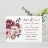 Floral Waterverf Peony is net getrouwd Aankondiging (Staand voorkant)