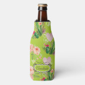 Floral waterverf Personalized Cactus Flesjeskoeler (Fles Voorkant)