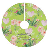 Floral waterverf Personalized Cactus Kerstboom Rok (Voorkant)