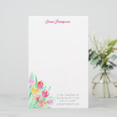 Floral waterverf persoonlijk briefpapier (Staand voorkant)
