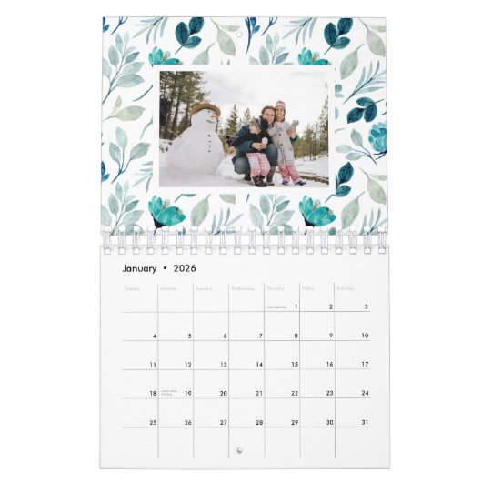 Floral Waterverf Photo Calendar Kalender (Jan 2026)