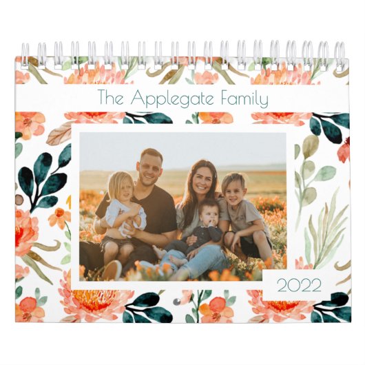 Floral Waterverf Photo Calendar Kalender (Hoes)