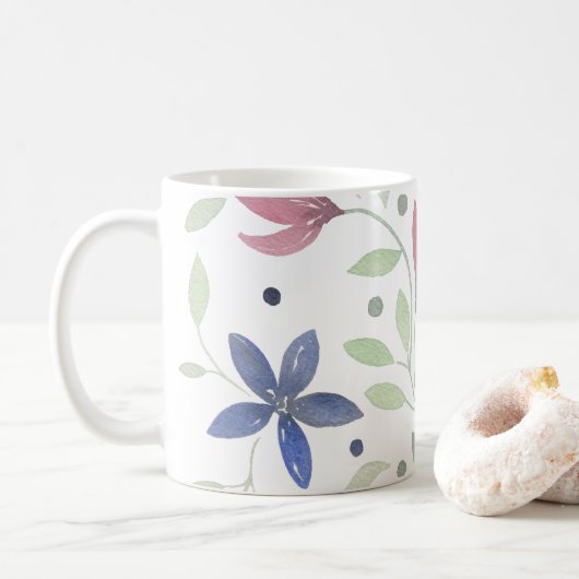 Floral Waterverf Pillow Koffiemok (Met donut)
