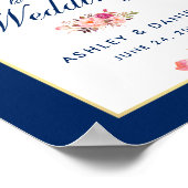 Floral Waterverf Pink Blue Wedding Welcome Poster (Hoek)