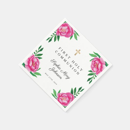 Floral Waterverf Pink Peonies First Community Servet (Hoek)