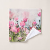 Floral Waterverf Pink Poppy Flowers Bad Handdoek (Wasdoekje)