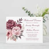 Floral Waterverf pioen bruiloft repetitie diner Kaart (Staand voorkant)