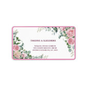 Floral Waterverf Pioen Bruiloft Retouradres Etiket (Voorkant)
