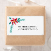 Floral Waterverf Poinsettia Retouradreslabel Etiket (Insitu)