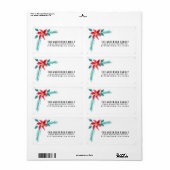 Floral Waterverf Poinsettia Retouradreslabel Etiket (Full Sheet)