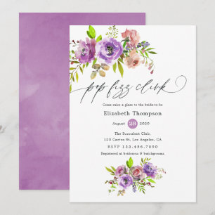 Floral Waterverf Pop Fizz Clink Vrijgezellenfeest Kaart