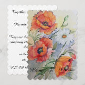 Floral waterverf poppies met huwelijksuitnodiging kaart (Voorkant / Achterkant)