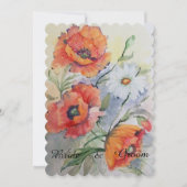 Floral waterverf poppies met huwelijksuitnodiging kaart (Voorkant)
