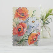 Floral waterverf poppies met huwelijksuitnodiging kaart (Staand voorkant)