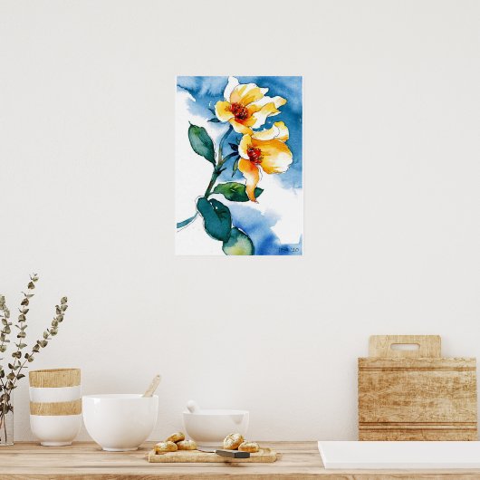 Floral-waterverf Poster (Keuken)