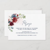 Floral Waterverf QR Code Weddenschap RSVP Kaartje (Voorkant / Achterkant)