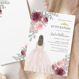 Floral Waterverf Quinceanera 15e verjaardag Kaart