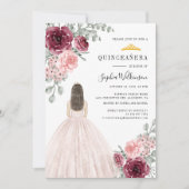 Floral Waterverf Quinceanera 15e verjaardag Kaart (Voorkant)