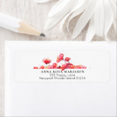 *~* Floral Waterverf Red Poppy Flower Modern Etiket (Insitu)