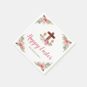 Floral Waterverf Religious Cross Happy Easter Servet (Hoek)