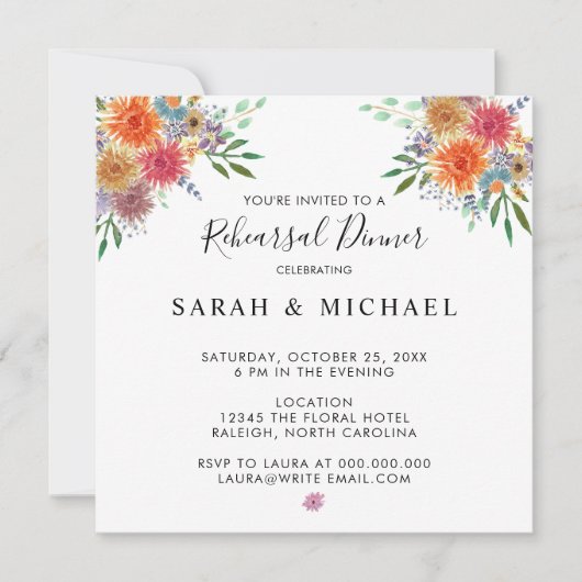 Floral Waterverf repetitie Kaart (Voorkant)