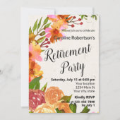 Floral Waterverf Retirement Party Kaart (Voorkant)
