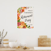 Floral Waterverf Retirement Party Poster (Keuken)