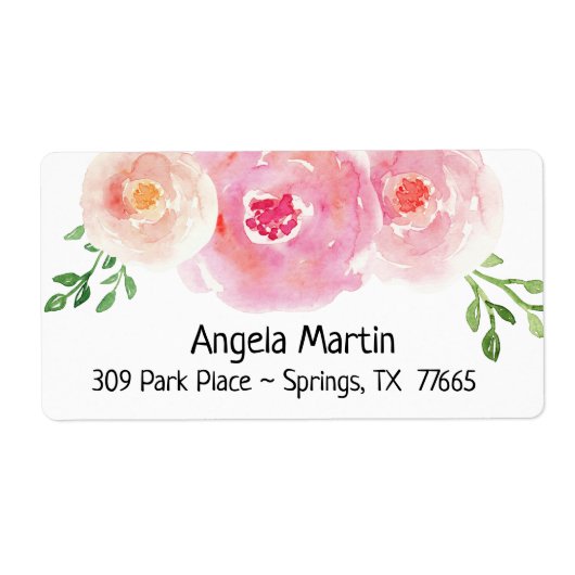Floral Waterverf Return Address Label (Voorkant)