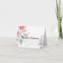 Floral waterverf roos bruiloft gevouwen zitkaart bedankkaart