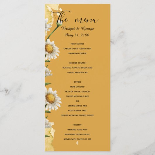 Floral waterverf roos bruiloft menus menu (Voorkant)