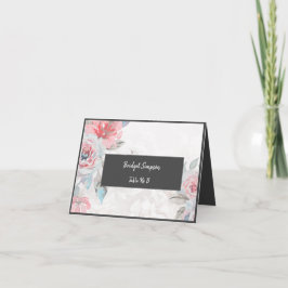 Floral waterverf roos pioen bruiloft gastenkaart bedankkaart