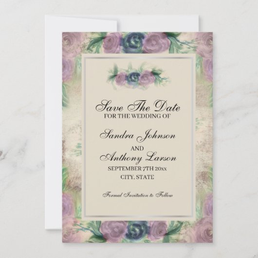 Floral Waterverf Roos sparen de datum Save The Date (Voorkant)