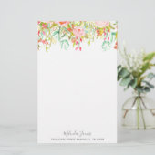 Floral Waterverf Roos — Speciaal banketbakkerswerk Briefpapier (Staand voorkant)