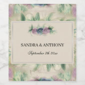 Floral Waterverf Roos Weddenschap Wijn Etiket (Enkel label)