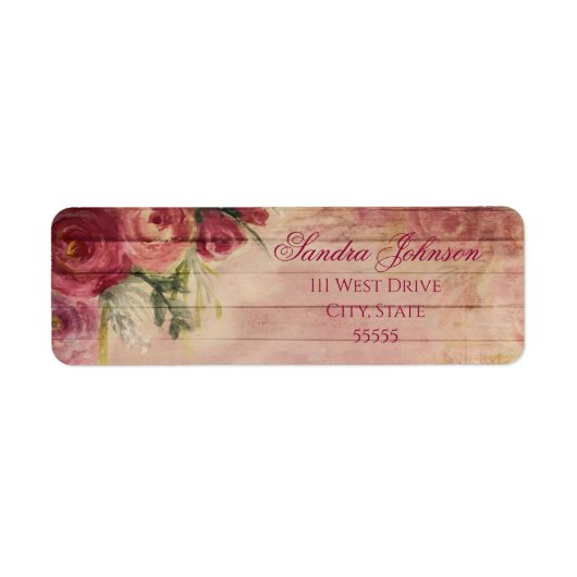 Floral Waterverf Roos Wedding Adresetiketten Etiket (Voorkant)