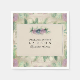 Floral Waterverf Roos Wedding Napkin Servet