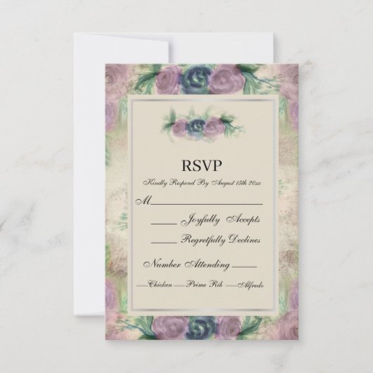 Floral Waterverf Roos Wedding RSVP Kaartje (Voorkant)