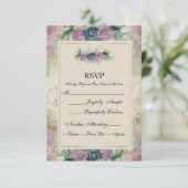 Floral Waterverf Roos Wedding RSVP Kaartje (Staand voorkant)