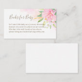 Floral Waterverf Roze Baby shower Book Request Informatiekaartje (Voorkant / Achterkant)
