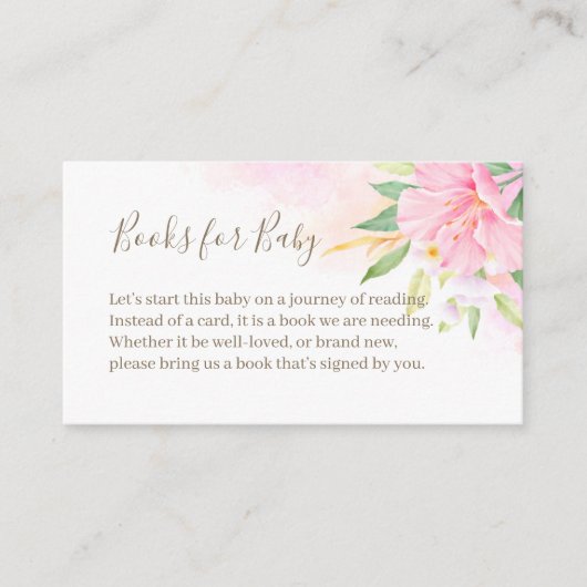 Floral Waterverf Roze Baby shower Book Request Informatiekaartje (Voorkant)